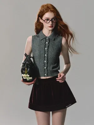 No-Sleeve Simple Slim Casual Cable-Knit