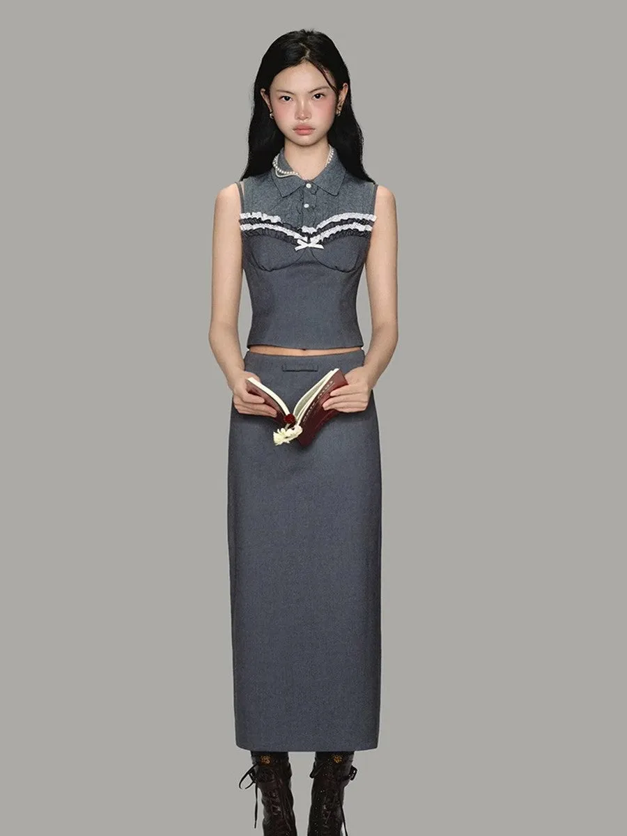 No-Sleeve Simple Slim Casual Cable-Knit