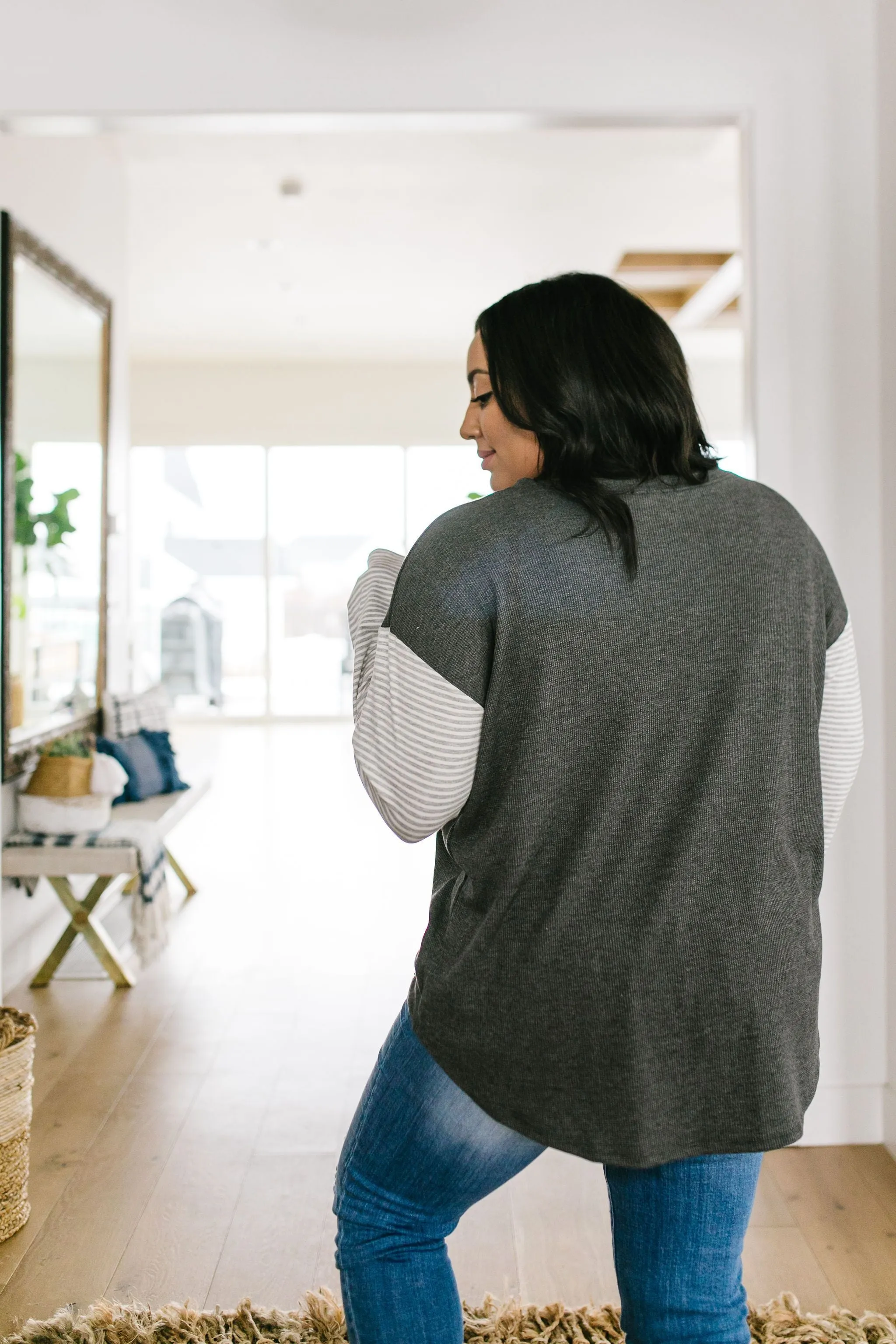 Pure & Simple Raglan Tee In Charcoal