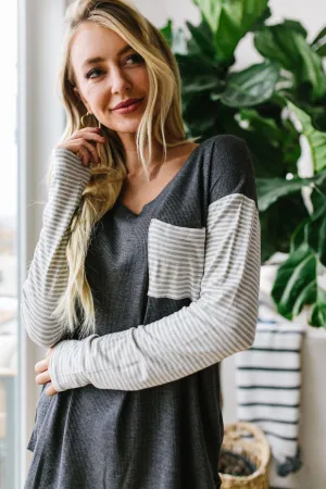 Pure & Simple Raglan Tee In Charcoal