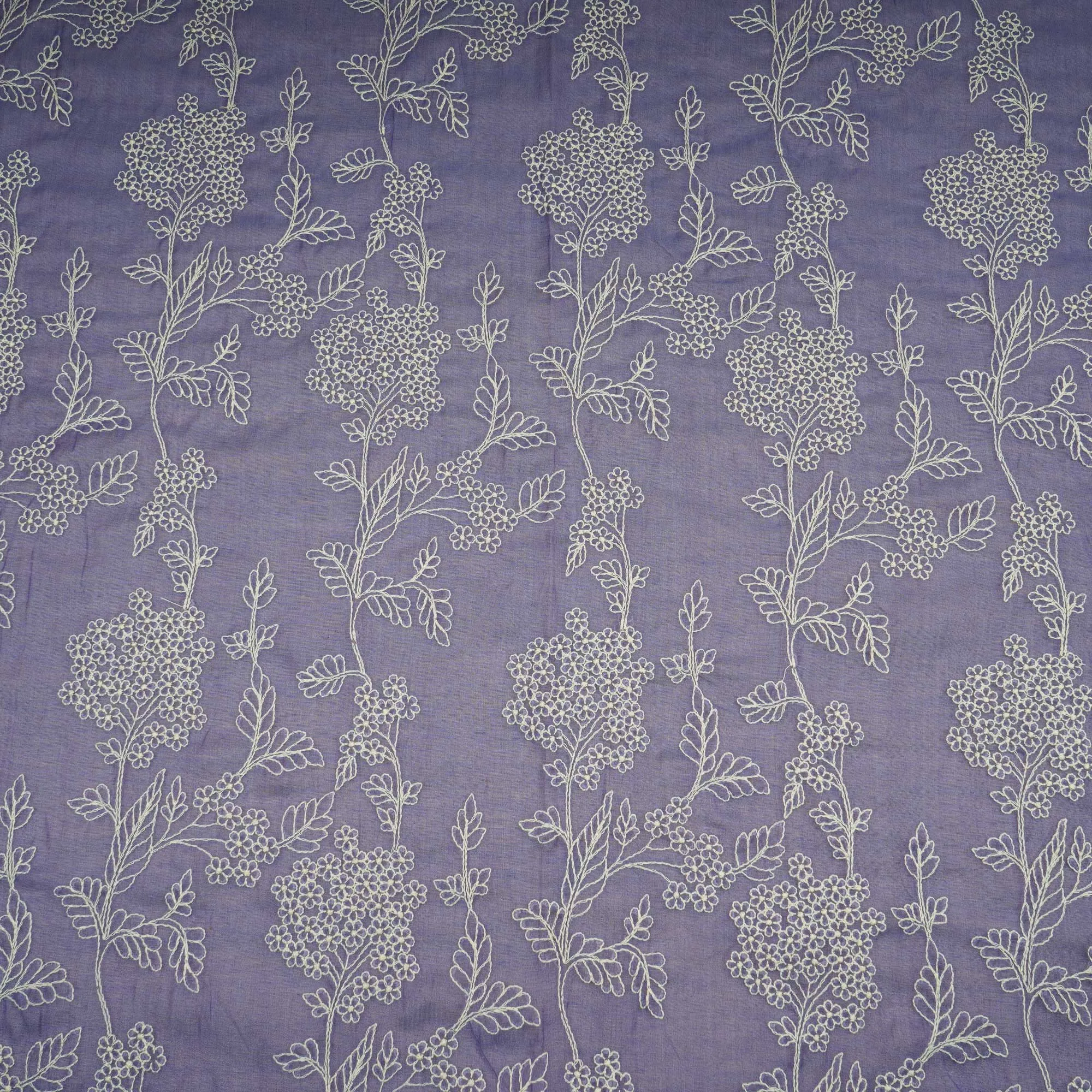 Purple Thread Embroidery Chanderi Fabric WI-24370