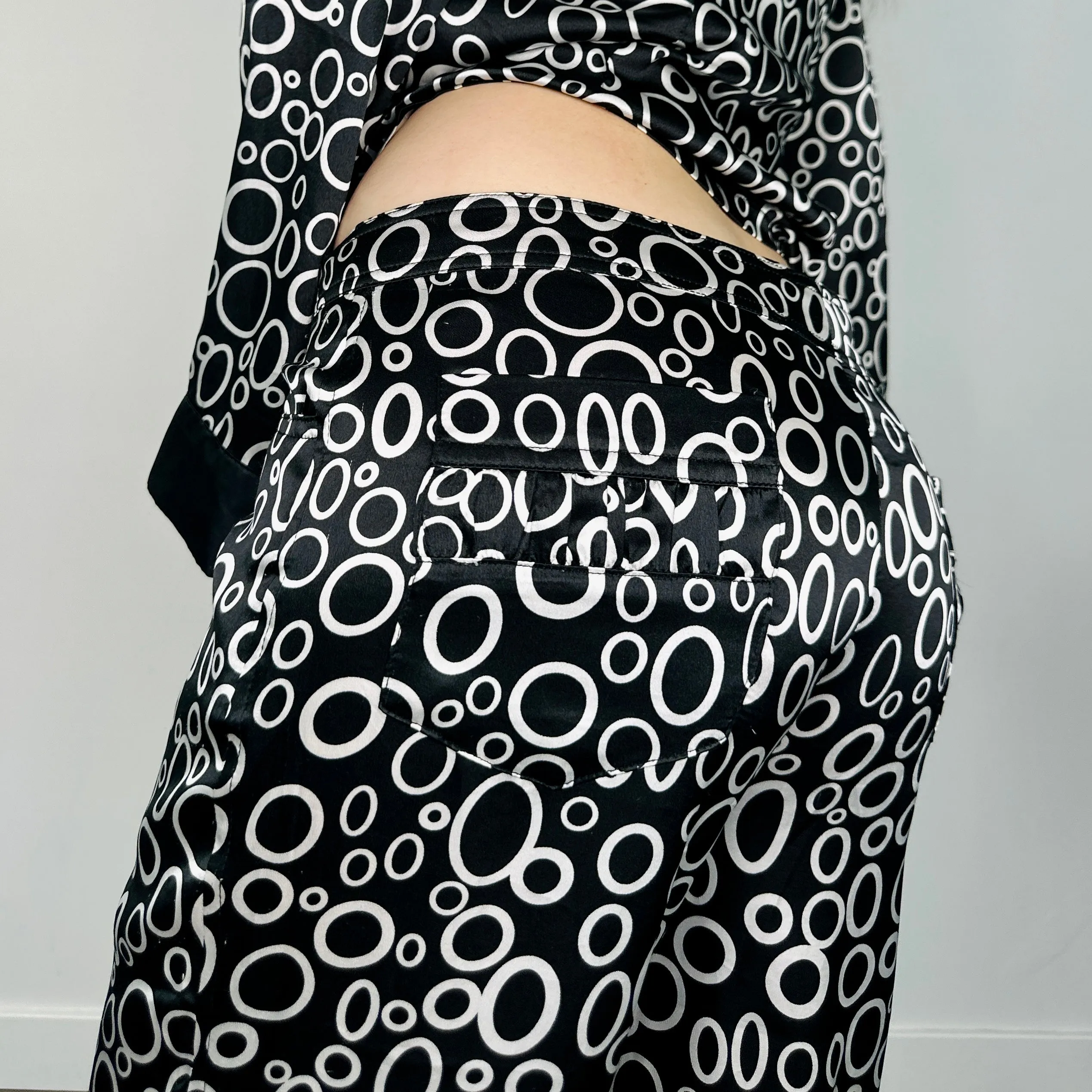Satin Allover Print Trousers (L)