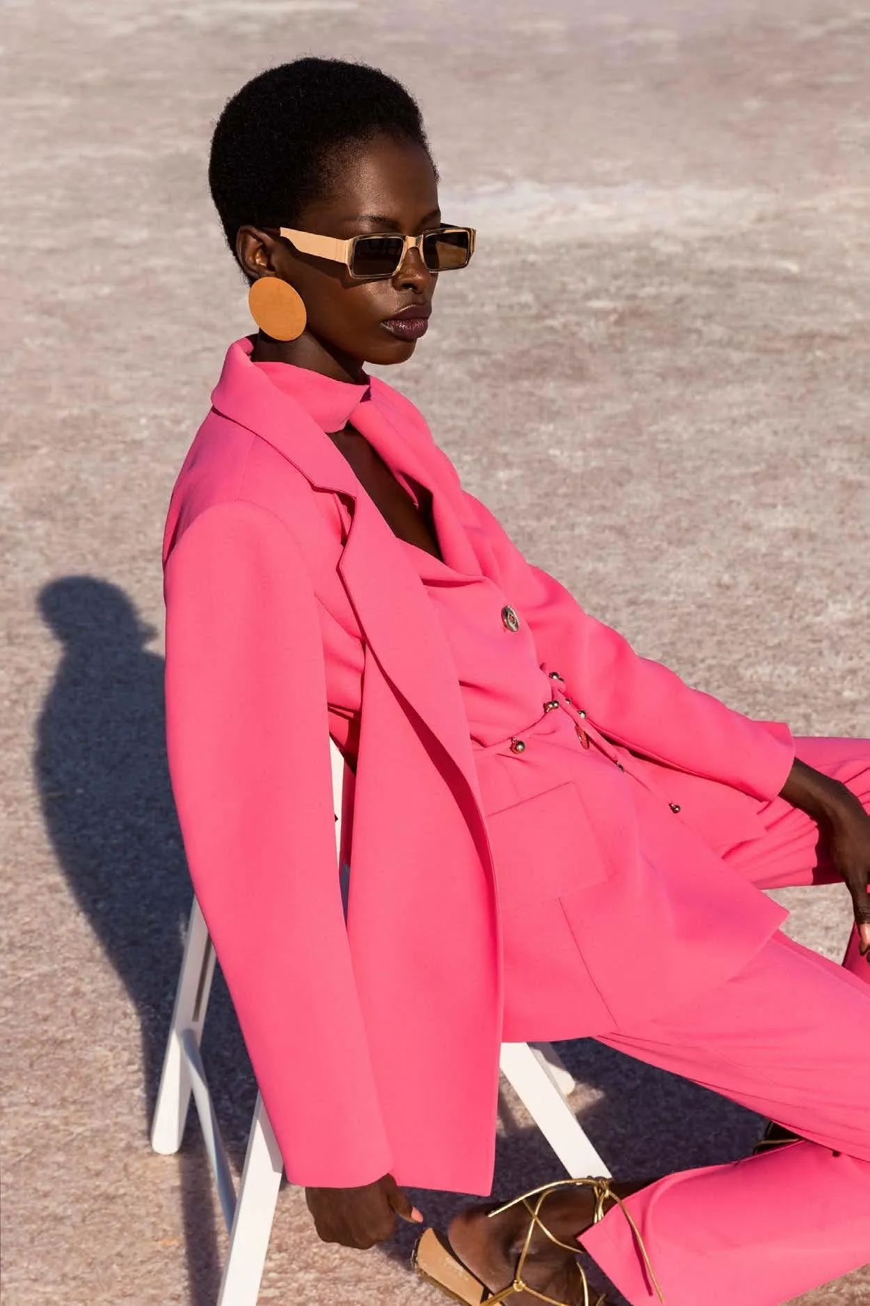Shawl Collar Croissant Pink