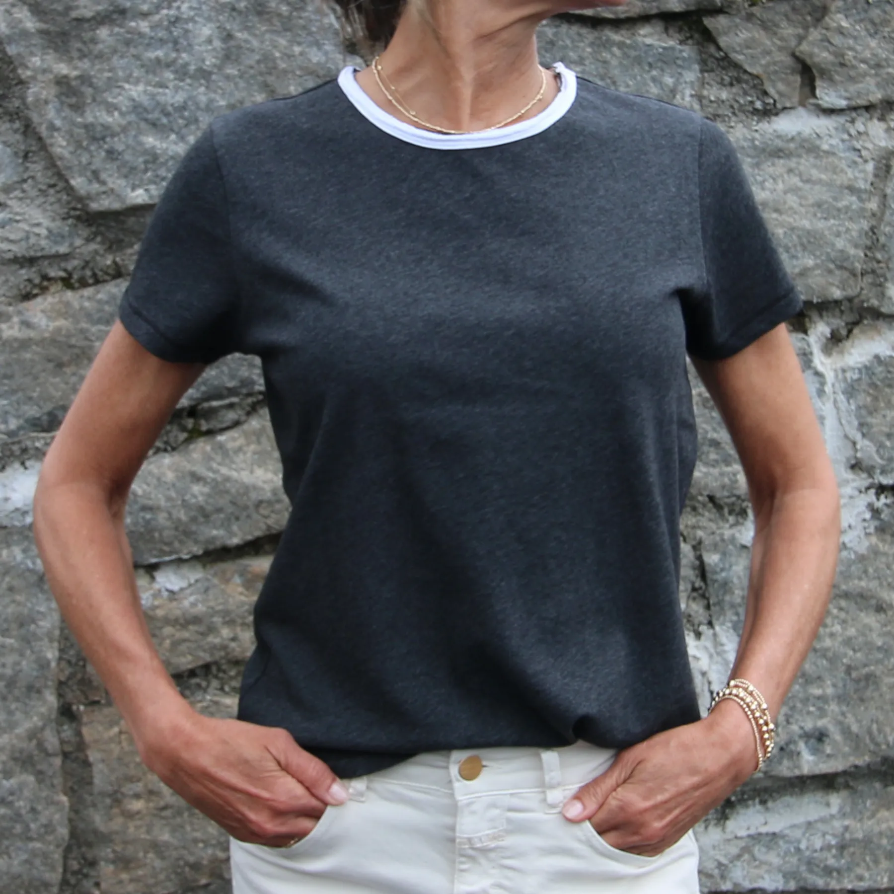 Short Sleeve Reverse Rebel Tee in Dark Heathered Gray