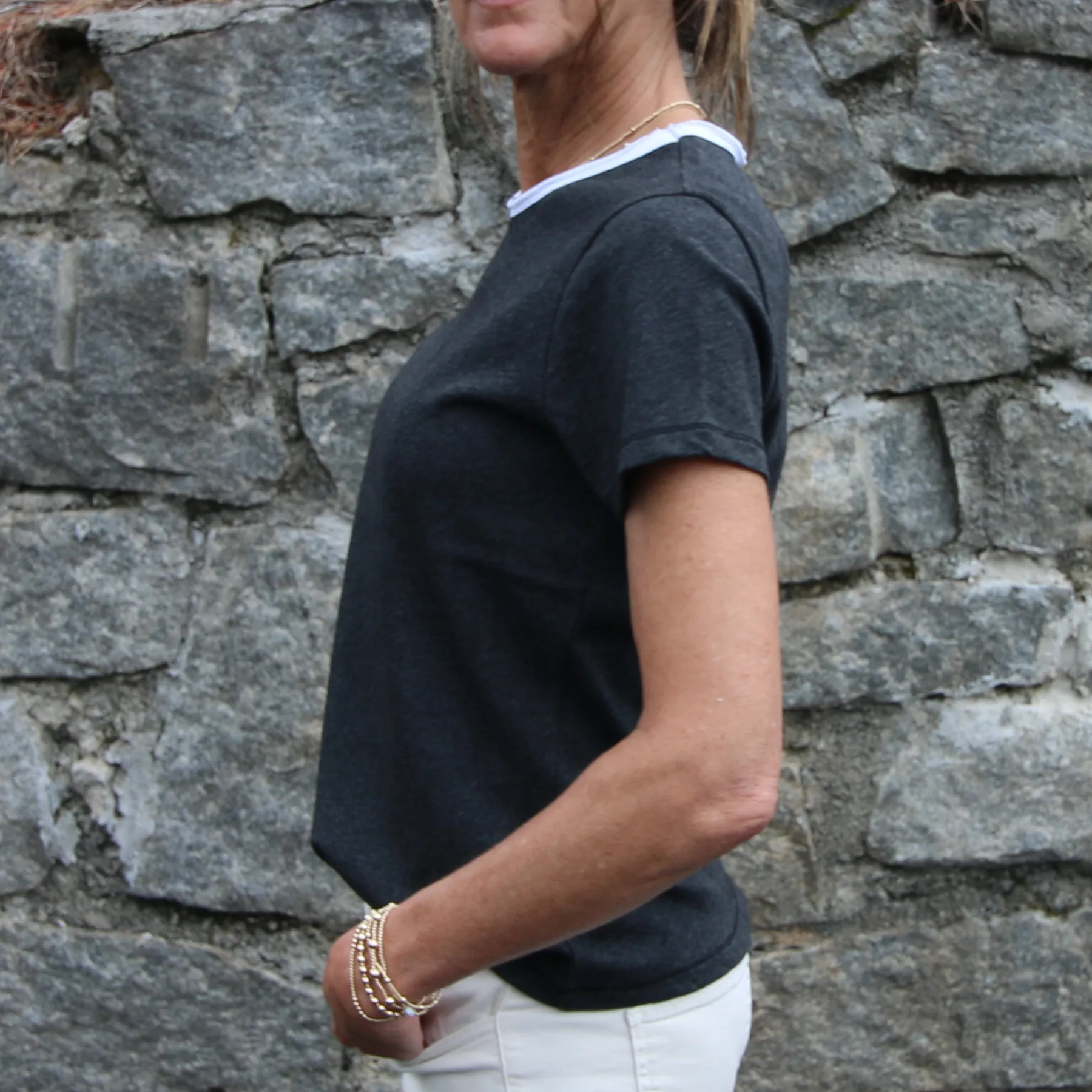 Short Sleeve Reverse Rebel Tee in Dark Heathered Gray