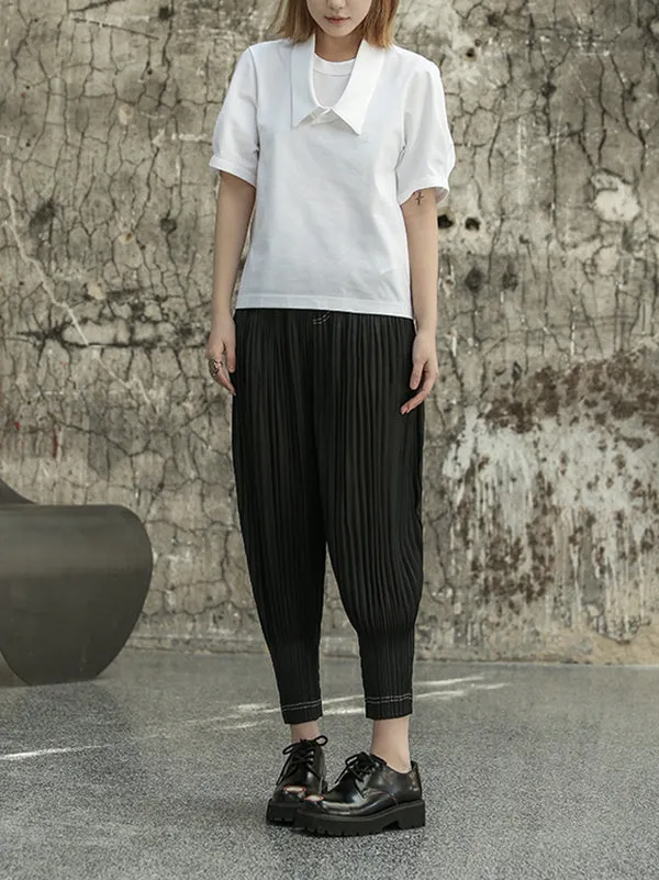 Solid Color Loose Short Sleeves T-Shirts Tops