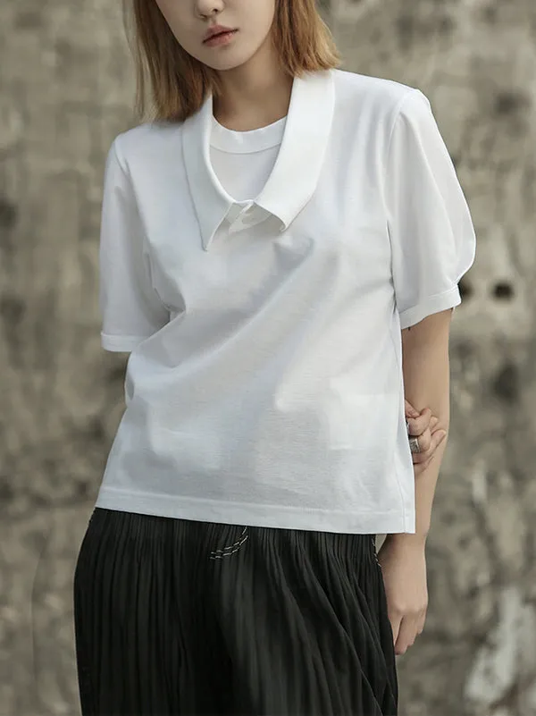 Solid Color Loose Short Sleeves T-Shirts Tops
