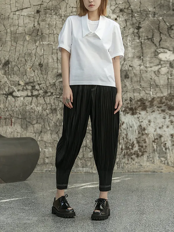 Solid Color Loose Short Sleeves T-Shirts Tops