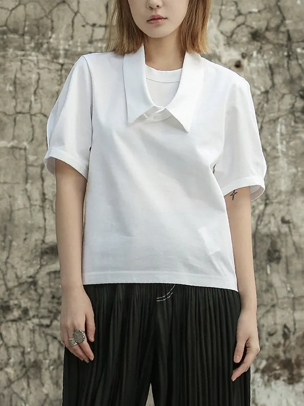 Solid Color Loose Short Sleeves T-Shirts Tops
