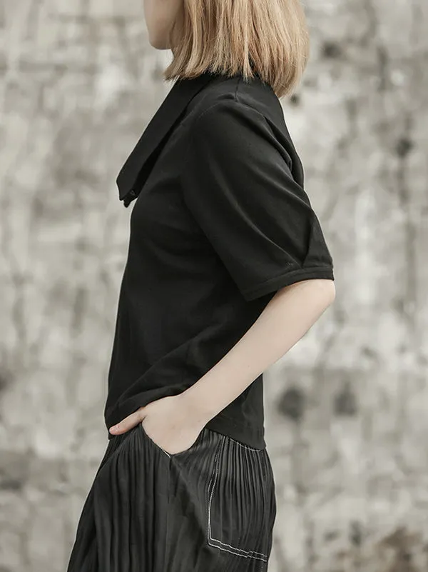 Solid Color Loose Short Sleeves T-Shirts Tops