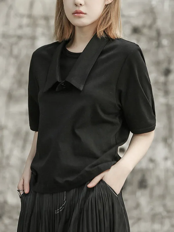 Solid Color Loose Short Sleeves T-Shirts Tops