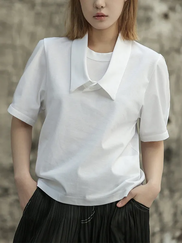 Solid Color Loose Short Sleeves T-Shirts Tops