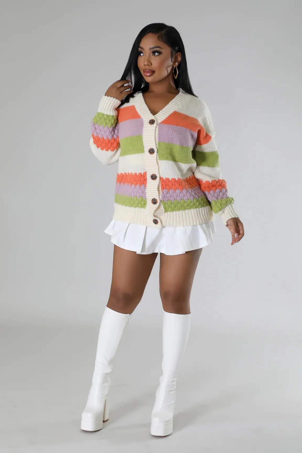 Spring Fair Knit Cardigan Multicolor
