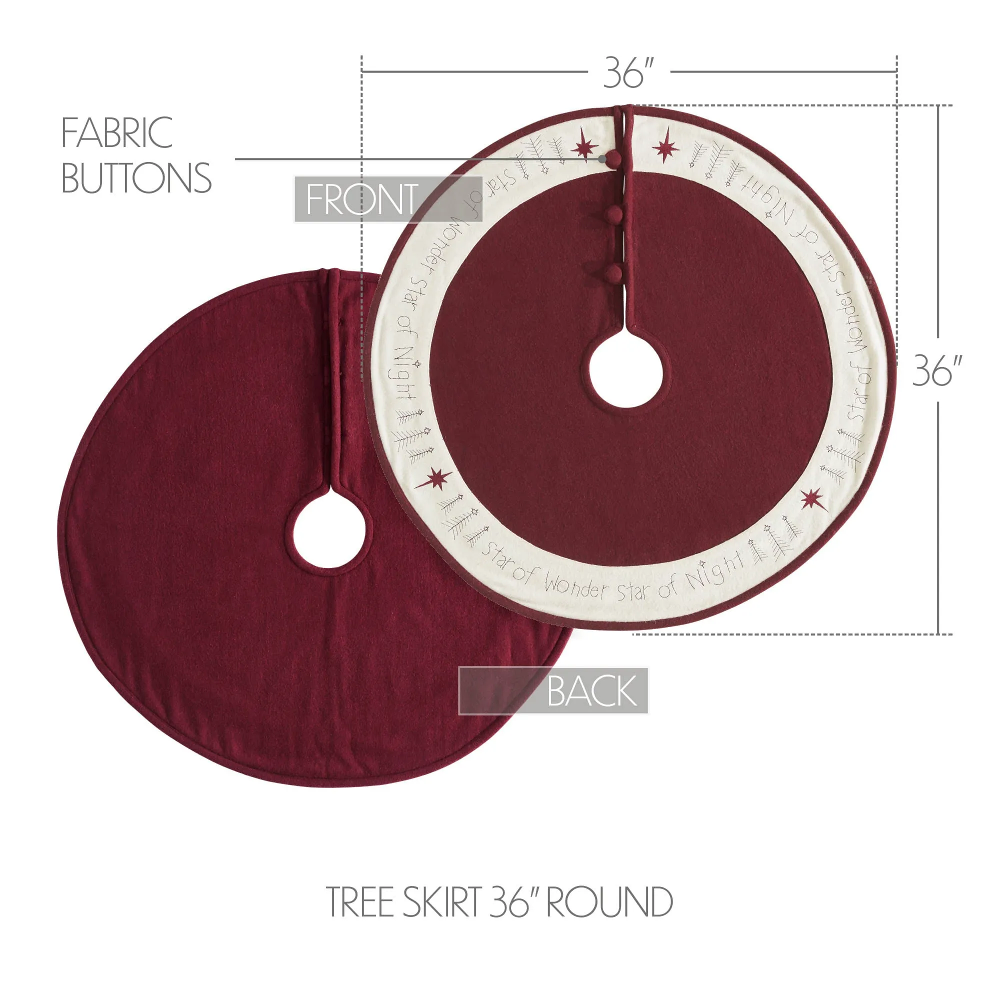 Star of Wonder 36" Diameter Christmas Tree Skirt