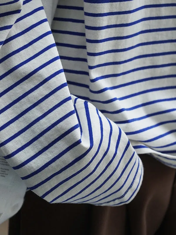 Striped Long Sleeves Round-neck T-Shirts Tops