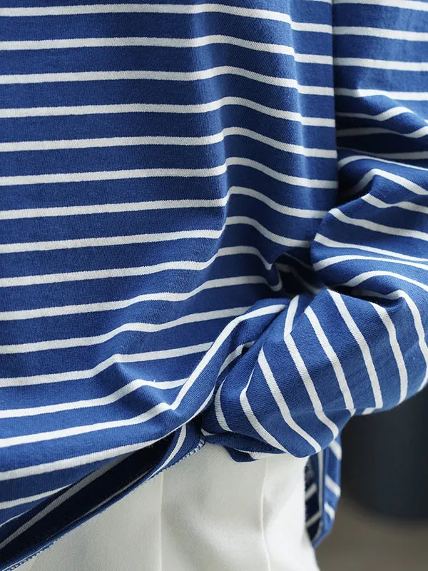 Striped Long Sleeves Round-neck T-Shirts Tops
