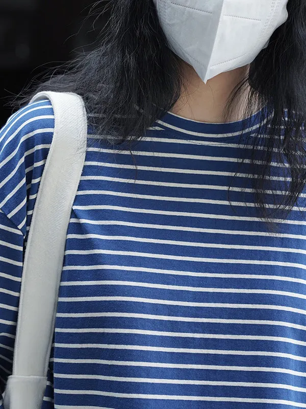 Striped Long Sleeves Round-neck T-Shirts Tops