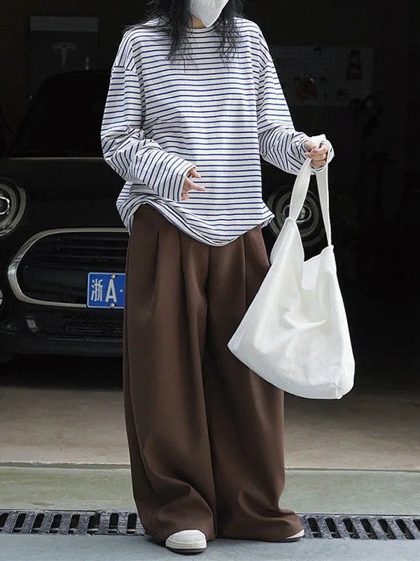 Striped Long Sleeves Round-neck T-Shirts Tops