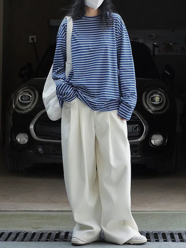 Striped Long Sleeves Round-neck T-Shirts Tops
