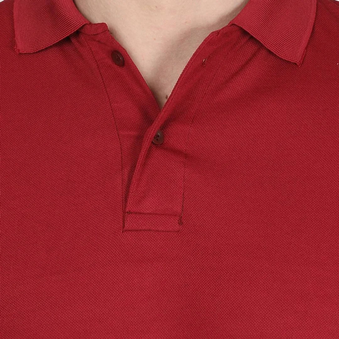 Stylish Polyester Maroon Solid Polo T-shirt For Men