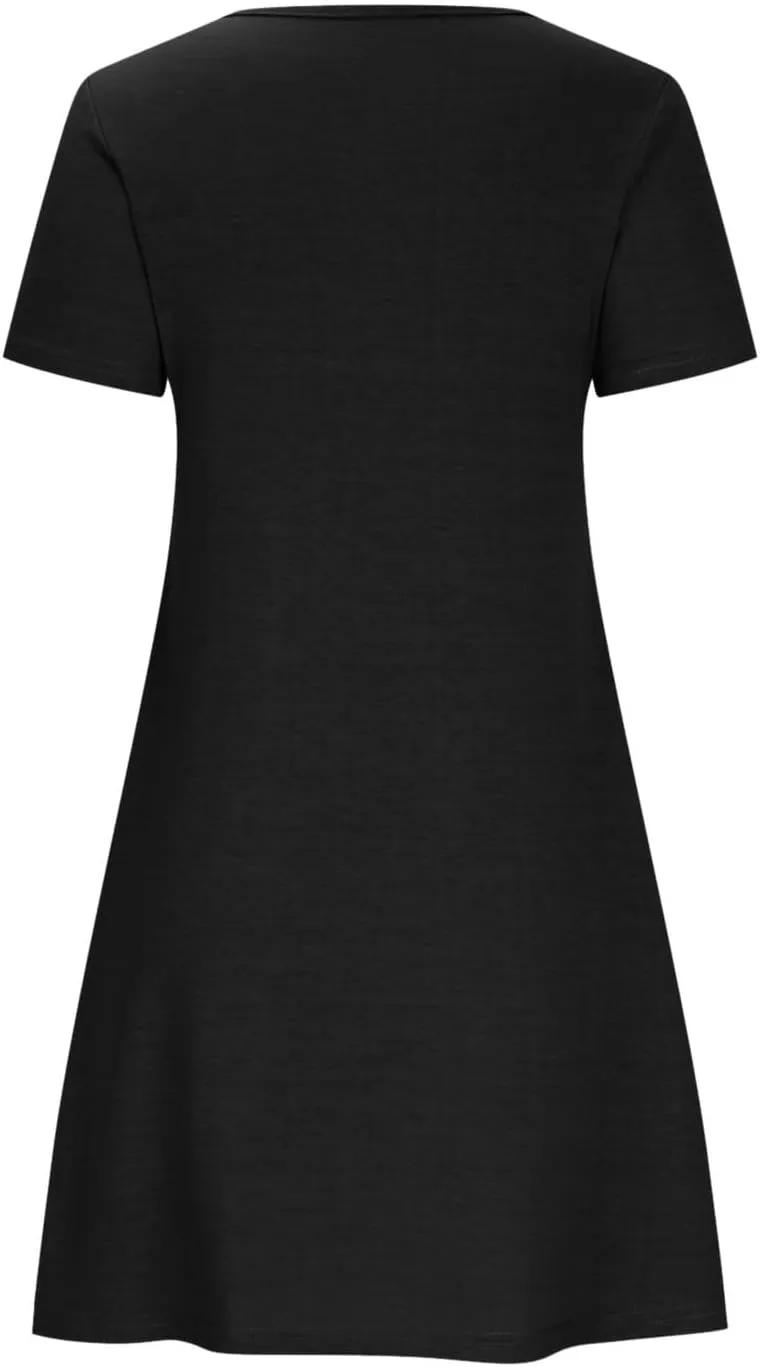 TARIENDY Mini Dresses for Women Summer Flowy Sundress 2025 Casual Beach Dress Short Sleeve Vacation Outfits with Pockets
