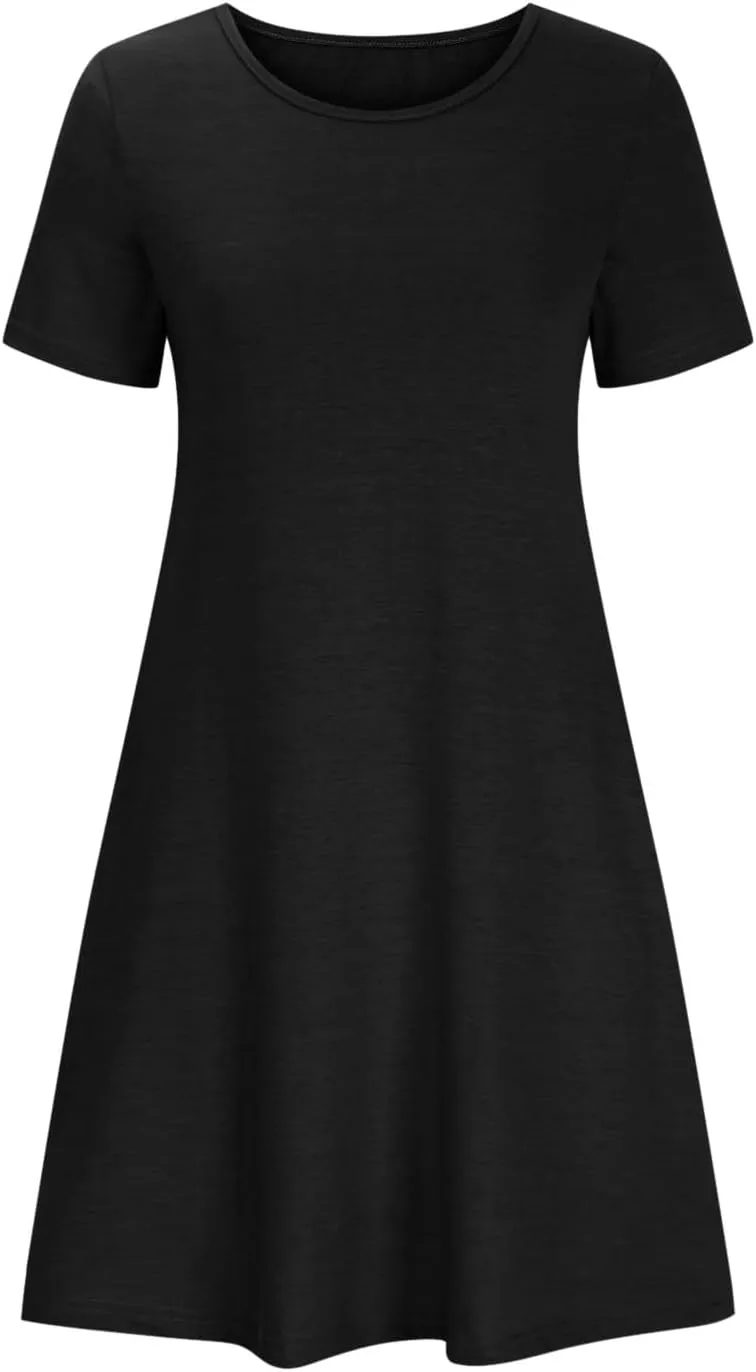 TARIENDY Mini Dresses for Women Summer Flowy Sundress 2025 Casual Beach Dress Short Sleeve Vacation Outfits with Pockets