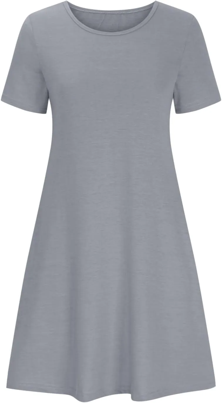 TARIENDY Mini Dresses for Women Summer Flowy Sundress 2025 Casual Beach Dress Short Sleeve Vacation Outfits with Pockets