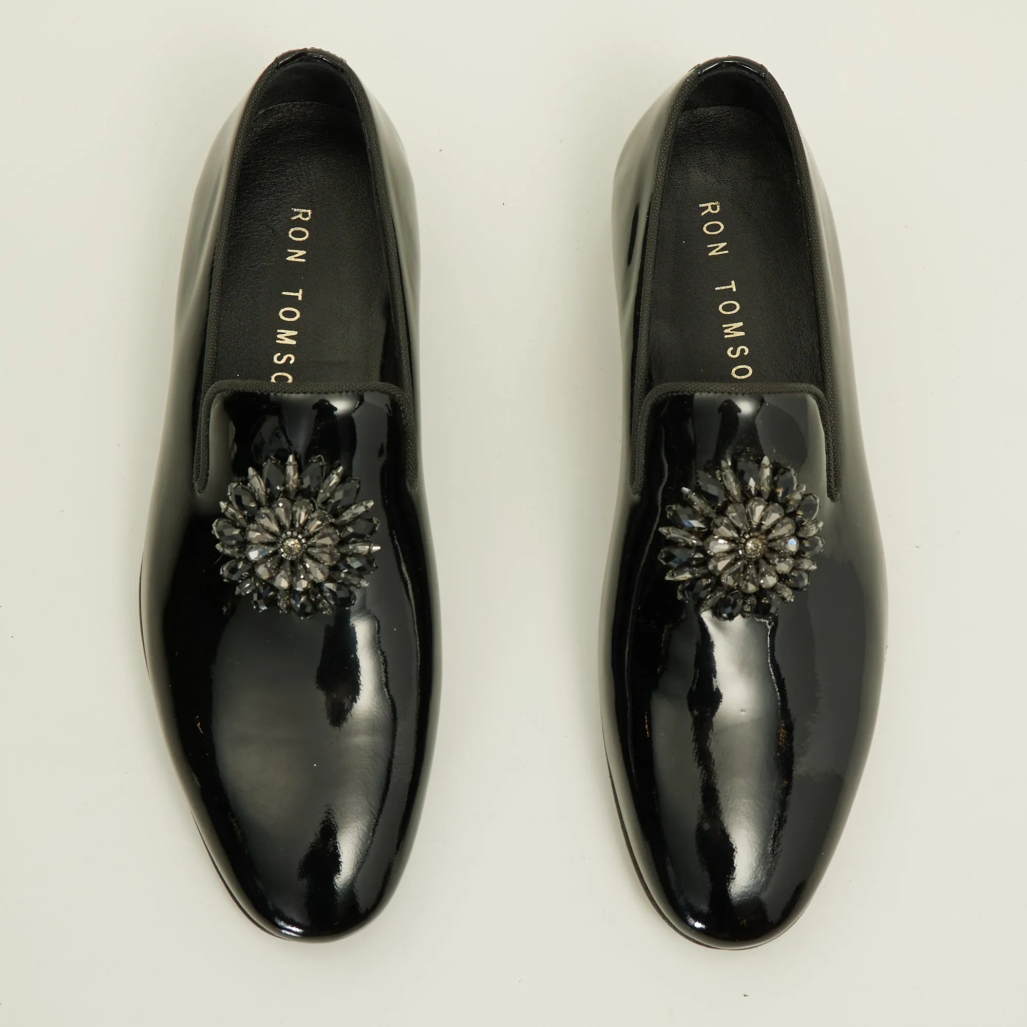 The Crystal Jewel Formal Leather Loafer - Black Patent
