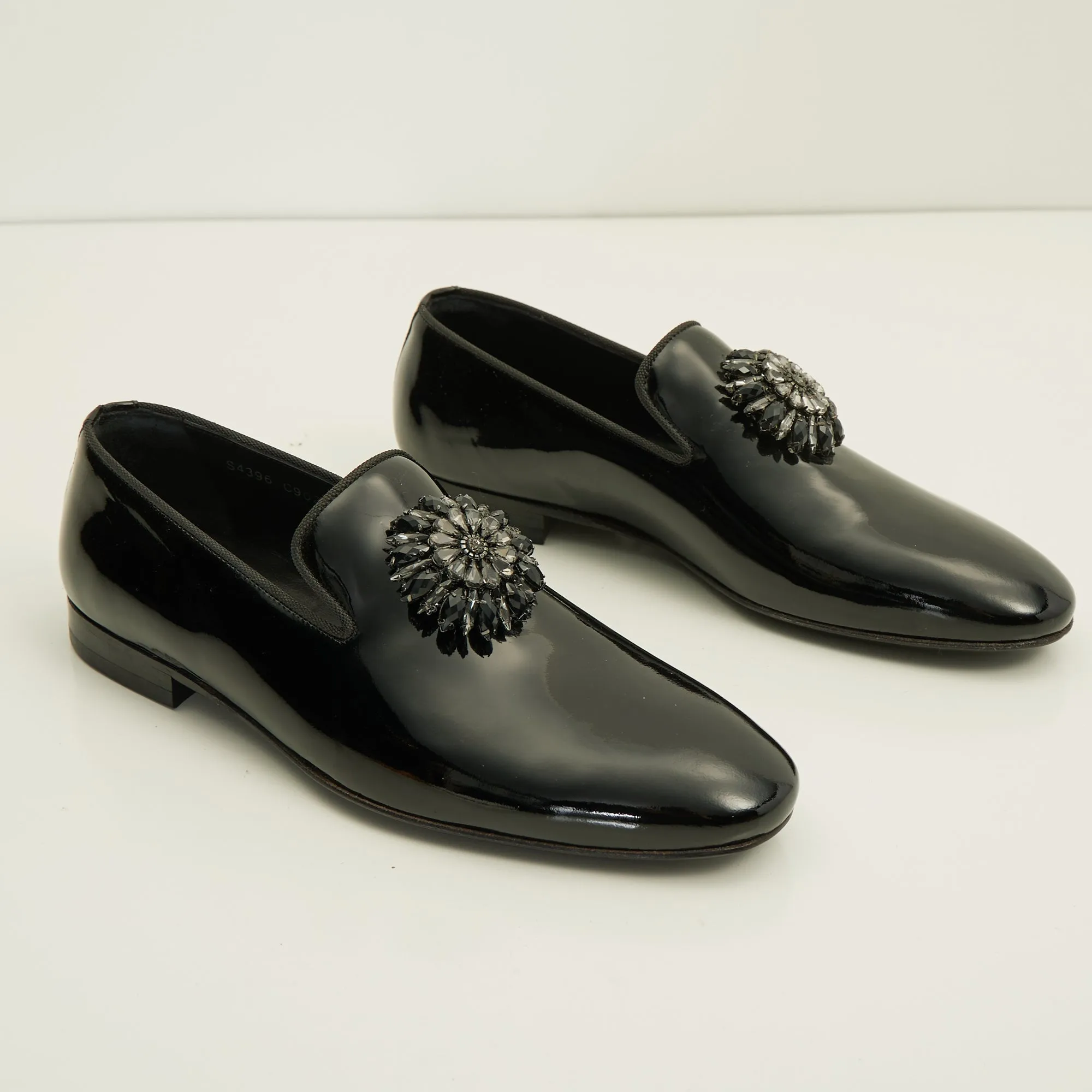 The Crystal Jewel Formal Leather Loafer - Black Patent