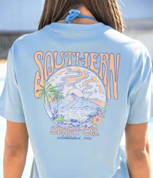 Tropical Sunset Tee SS - Placid Blue