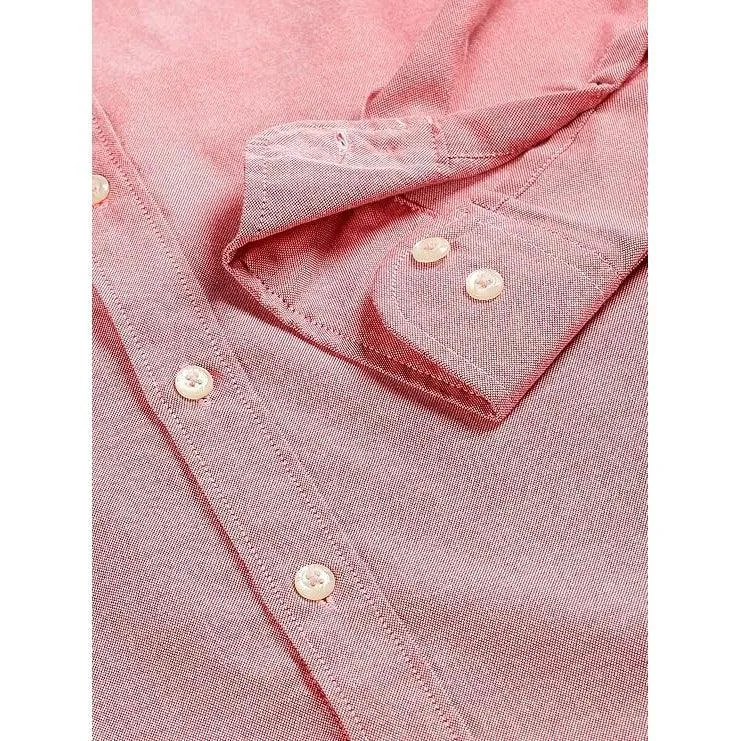 U.S. ELK Boys' and Men's Long Sleeve Button Down Dress Shirts-Oxford Red