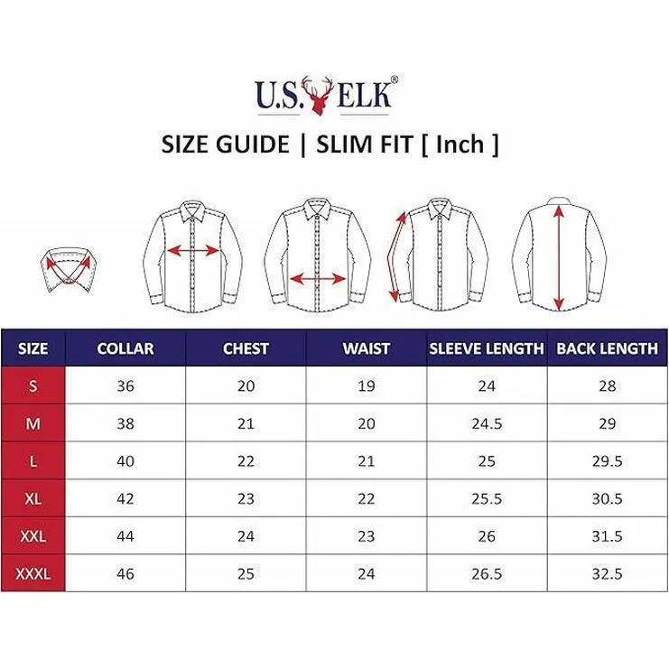 U.S. ELK Boys' and Men's Long Sleeve Button Down Dress Shirts-Oxford Red