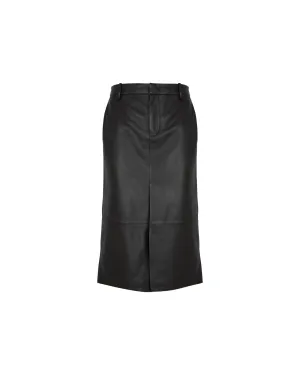VINCE LEATHER SKIRT WITH SPLIT BLACK