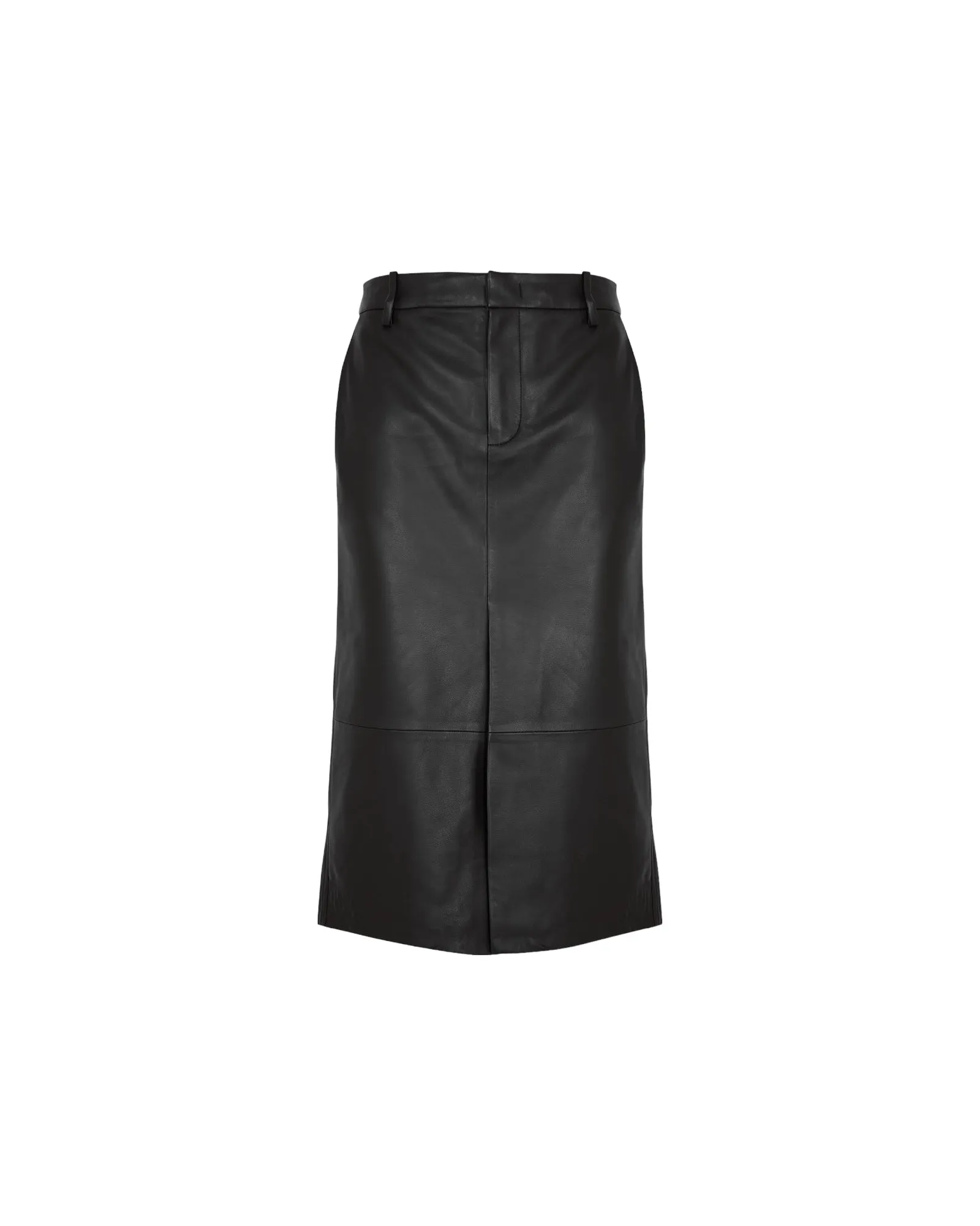 VINCE LEATHER SKIRT WITH SPLIT BLACK