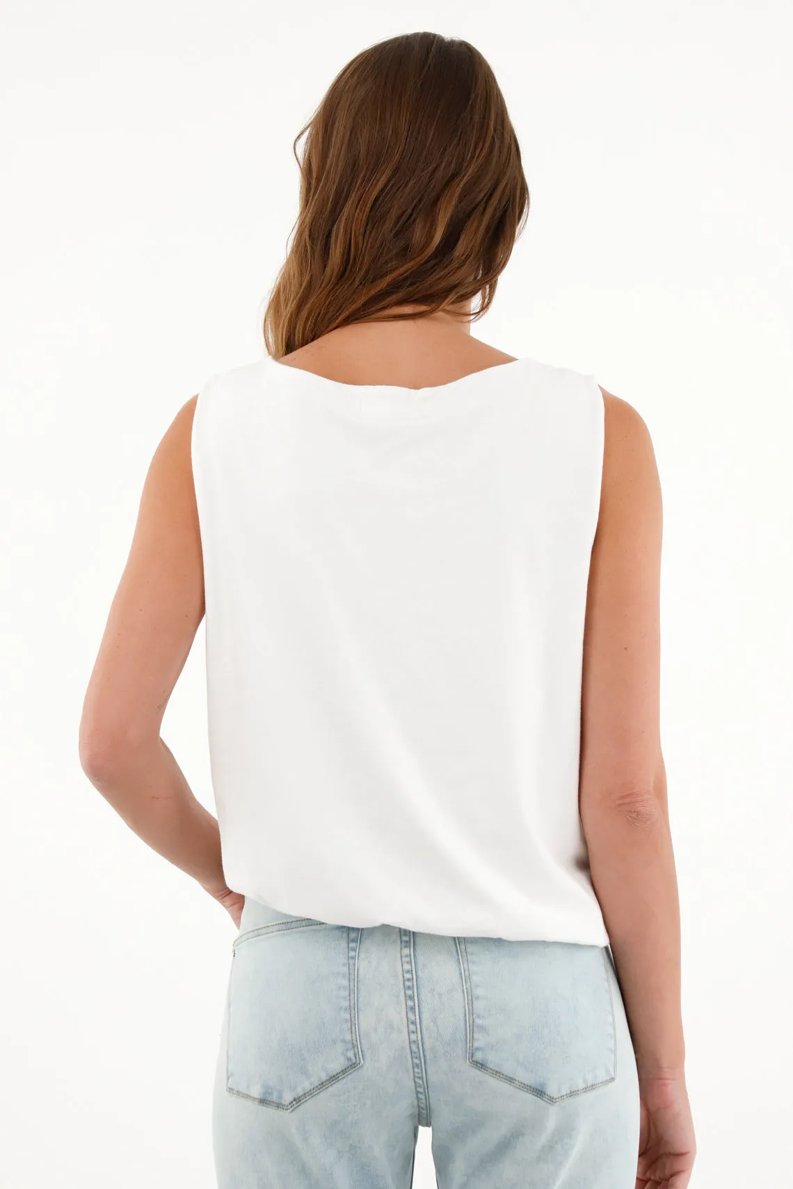 Women's Off-White Sleeveless T-Shirt