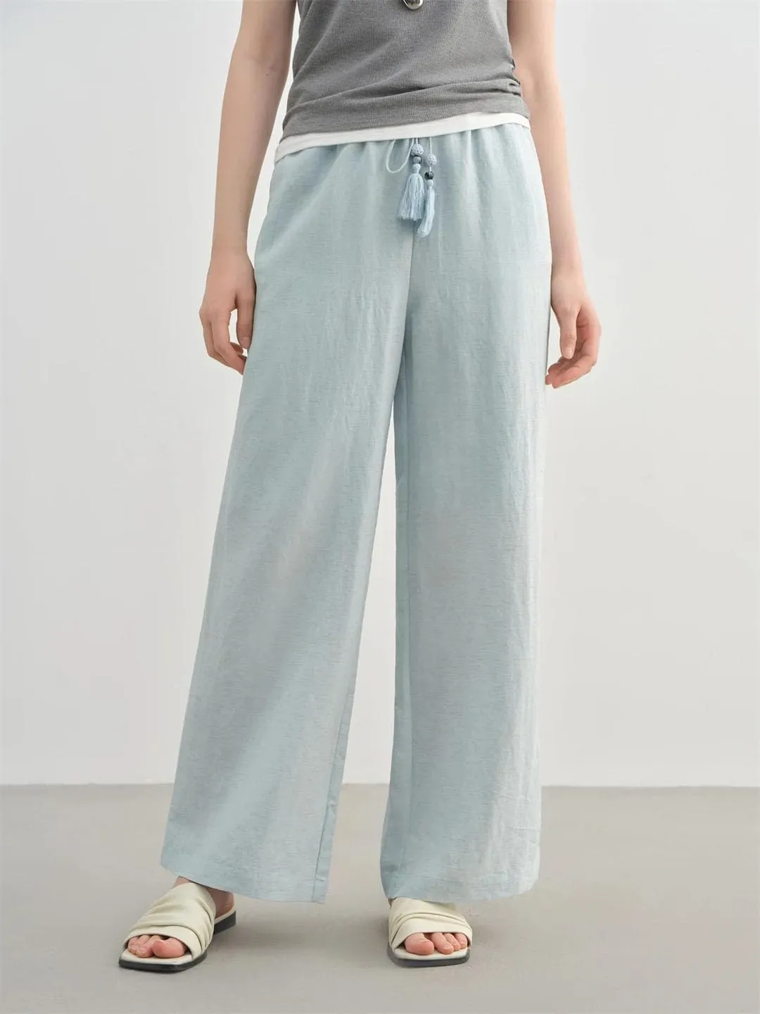 Women's Summer Plus-Size Linen-Like Pants Relaxed Fit & Breathable Tencel Blend with Elegance
