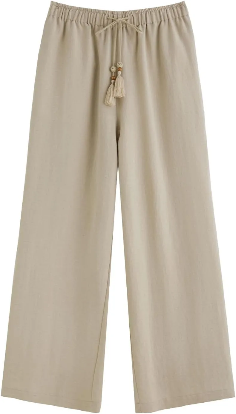 Women's Summer Plus-Size Linen-Like Pants Relaxed Fit & Breathable Tencel Blend with Elegance